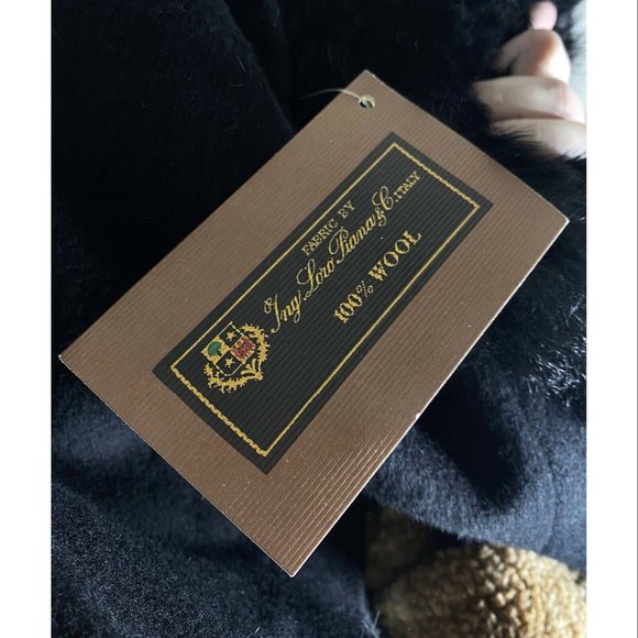 Fleurette Women's Black Oversize Dyed Fox Fur-collar Wool Wrap Coat O/S - Picture 9 of 9